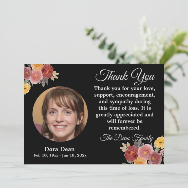 Sympati Funeral Minnesminnesminnesvattenfärg   Tack Kort (Stående Fram)