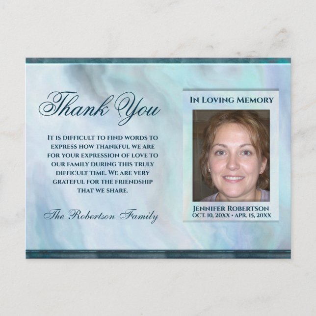 Sympati Funeral Photo TACK med Heart Postca Vykort (Framsida)