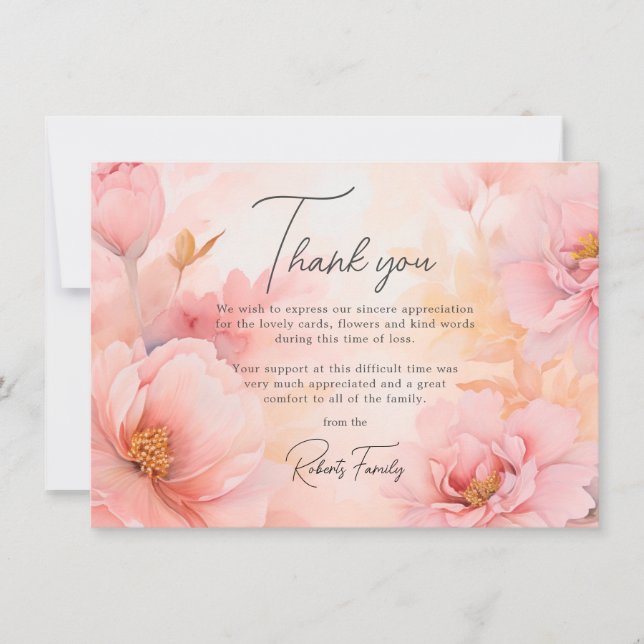 Sympati Funeral Rosa Peonies Vintage Tack (Framsida)