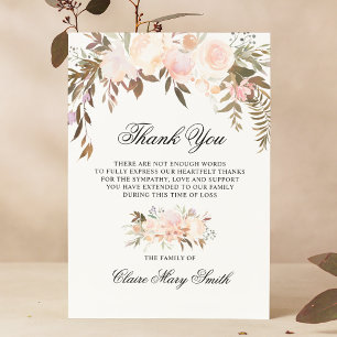 Sympati Funeral TACK Watercolor Blommigt Rosa Kort
