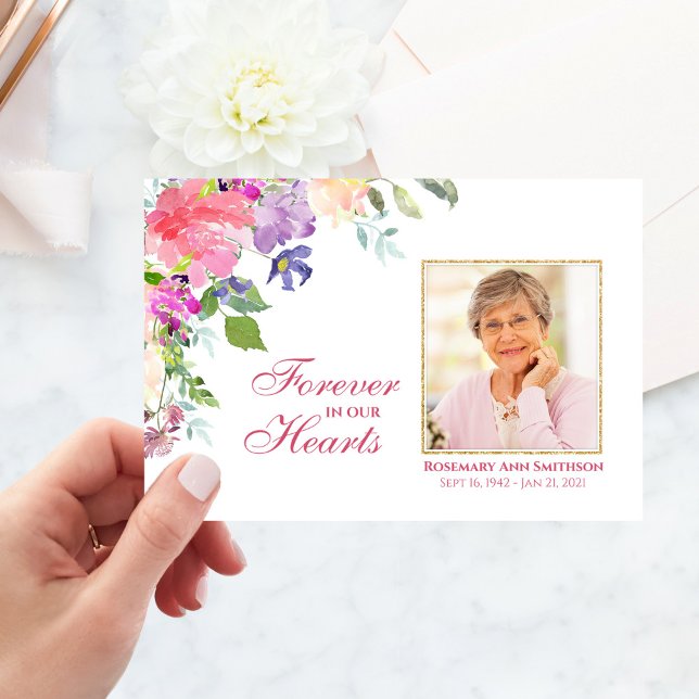Sympati Funeral Tack you Cards Blommigt Photo Kort (Sympathy Funeral Thank You Cards Floral Photo)