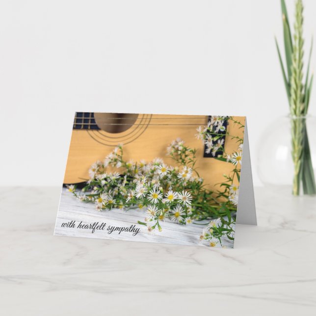 Sympati Gitarr med Aster Vildblommor Kort (Framsida)