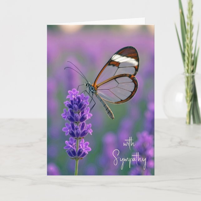 Sympati Glasvinge Fjäril på Lavendel Kort (Framsida)