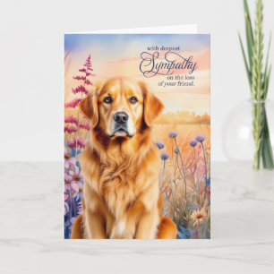 Sympati Golden Retriever Hund Vildblomma Äng Kort