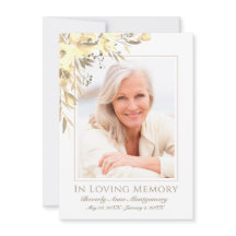 Sympati Gul ros Blommigt Photo Memoiral Funeral