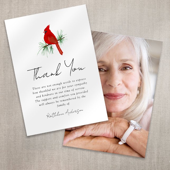 Sympati Kardinal Photo Funeral Tack Kort (Skapare uppladdad)
