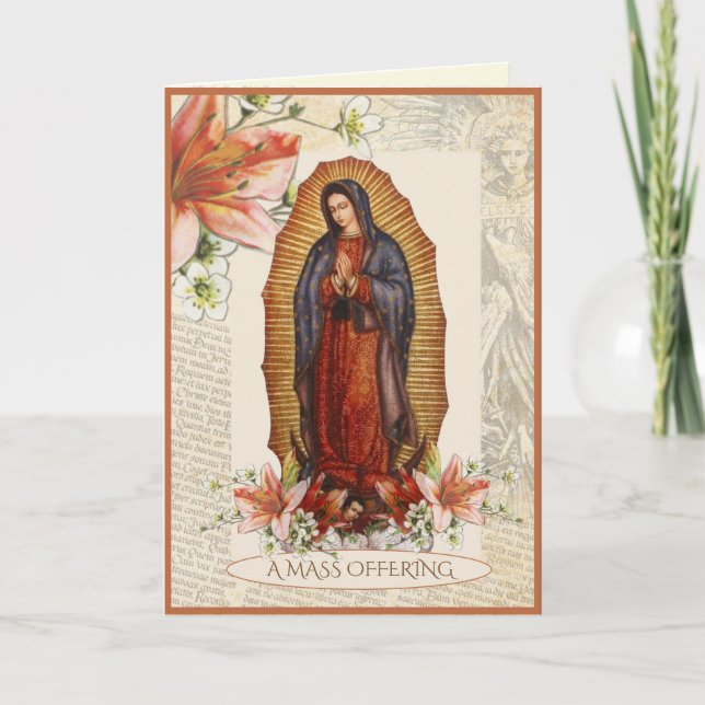 Sympati katolsk massa som erbjuder Guadalupe Mary Kort (Framsida)