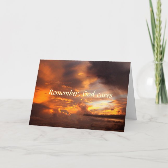 Sympati Kom ihåg Gud Cares Sunset Card Kort (Framsida)