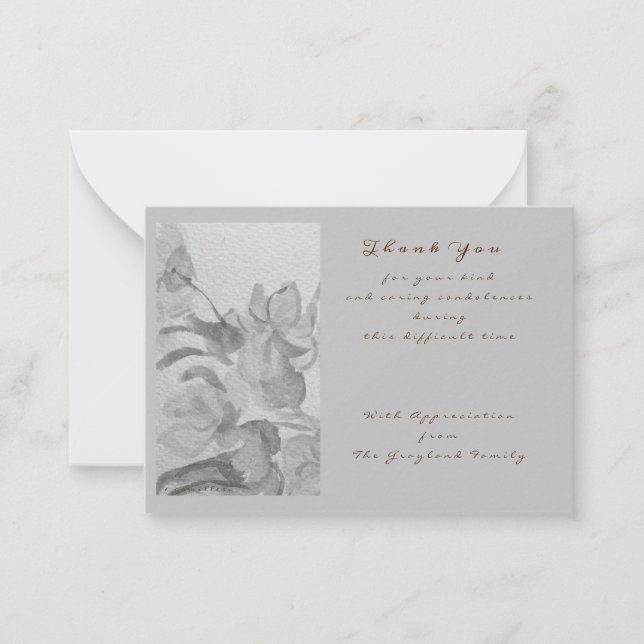 Sympati kondoleanser tack vare det platta anteckni anteckningskort (Framsida)