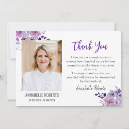 Sympati Lila Vild Flowers Photo Funeral Tack Kort