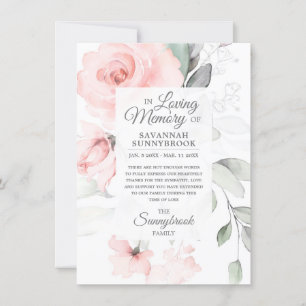 Sympati Loving Memory Rosa ros Blommigt TACK Kort