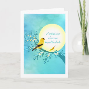 Sympati med Goldfinch Bird på Blommar Gren Kort