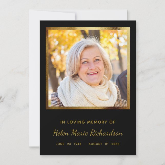 Sympati med Photo Memorial Guld Tack Kort (Framsida)