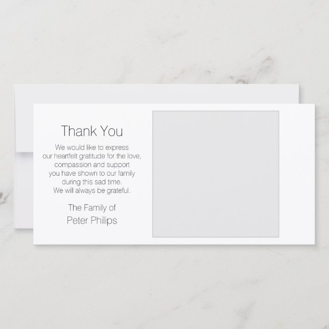 Sympati med vit mall Tack med Grått Gräns (Framsida)