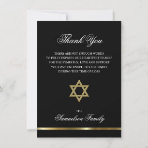 Sympati Memorial Jewish Star Guld PHOTO Tack Kort