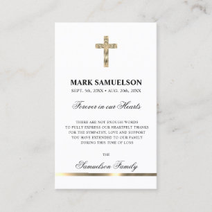 Sympati Memorial Religiösa Kor Guld PRAYER Visitkort