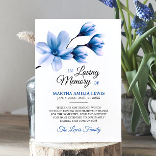 Sympati Memory Flower Blue Magnolia TACK Kort