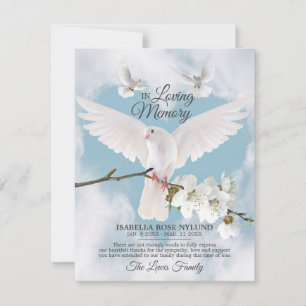 Sympati Memory White Dove Heaven in Memory Tack Inbjudningar