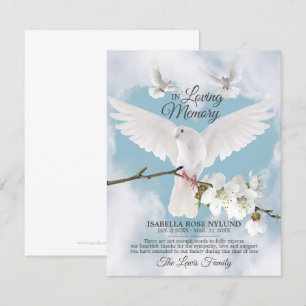 Sympati Memory White Dove Heaven in Memory Tack Kort