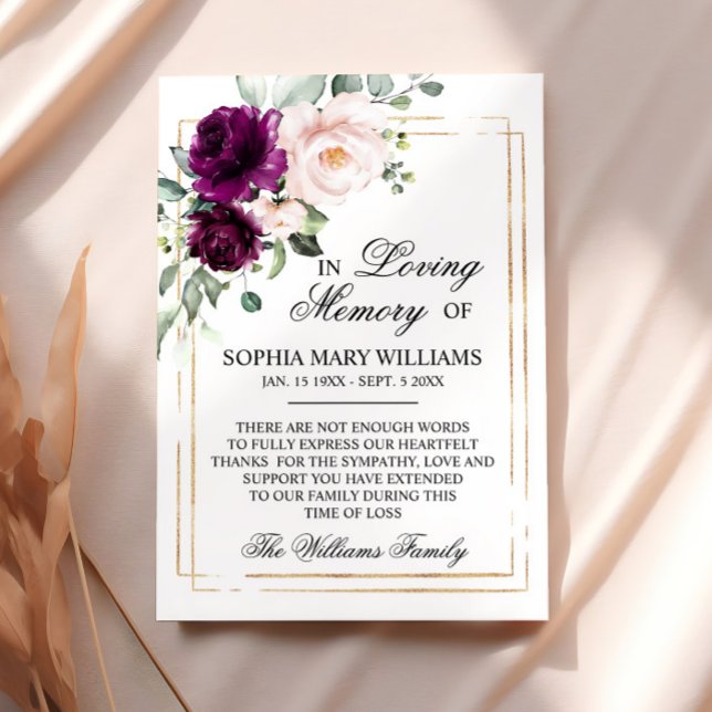 Sympati-minne för lila och  Rosa ros Tack Kort (Skapare uppladdad)