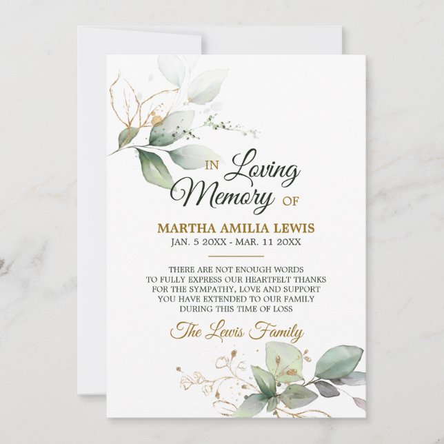 Sympati Minne Grey Guld TACK| DIKT Tack Kort (Framsida)