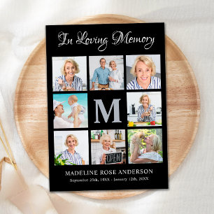 Sympati Modern Memorial 8 Fotokollage Funeral Tack Kort