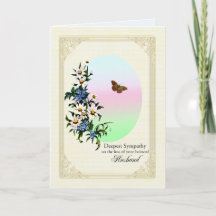 Sympati på förlust av Make, blommor och fjäril