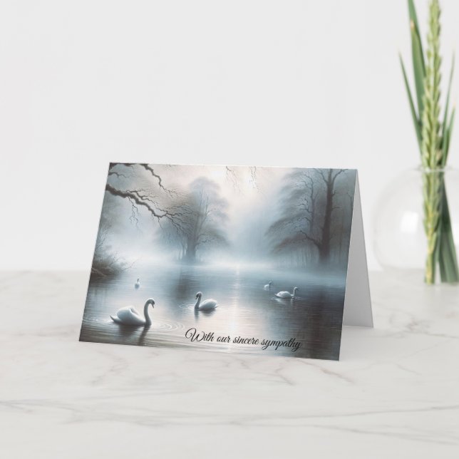 Sympati på Svanar på Misty Sjö Kort (Framsida)