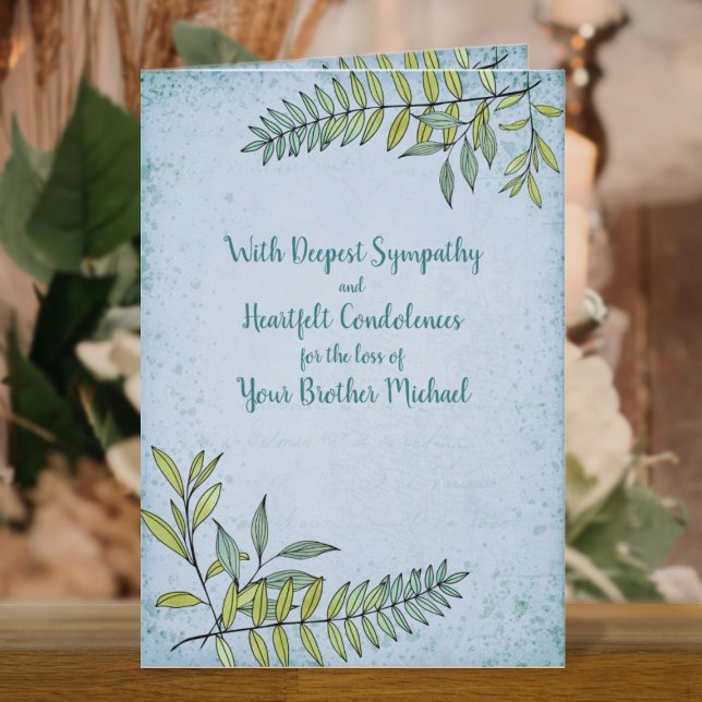 Sympati på vattenfärgsgrey Personlig Kort (Watercolor Greenery Personalized Sympathy Card)