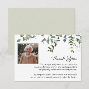 Sympati Photo Greenery Funeral Tack Kort