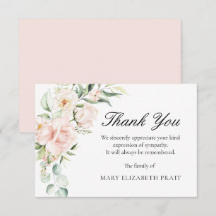 Sympati Rosa Blommigt Funeral Tack Kort