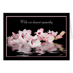 Sympati Rosa Gladiolus Vatten Reflektion Hälsningskort