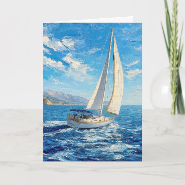 Sympati Segelbåt Impasto-målning  Kort (Framsida)