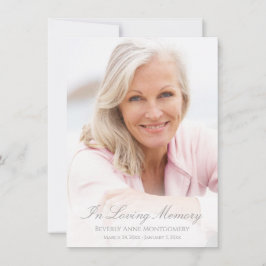 Sympati Simple Silver Script Photo Funeral Tack Kort