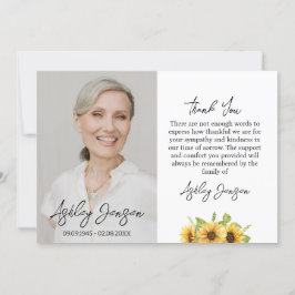 Sympati Solrosfoto Funeral Tack you Card