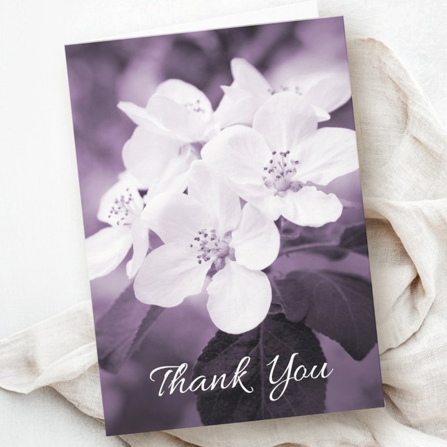 Sympati tack för kort med lila äppelblommar (Sympathy thank you cards with purple apple blossom)