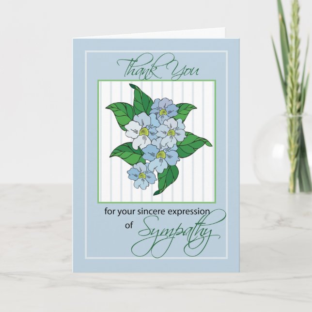 Sympati Tack med Blåa blommor Kort (Framsida)