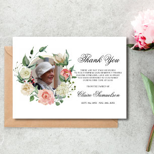 Sympati Tack Memorial Rosa Blommigt PHOT) Kort