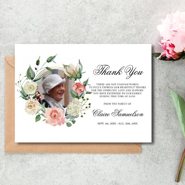 Sympati Tack Memorial Rosa Blommigt PHOT) Kort (Skapare uppladdad)