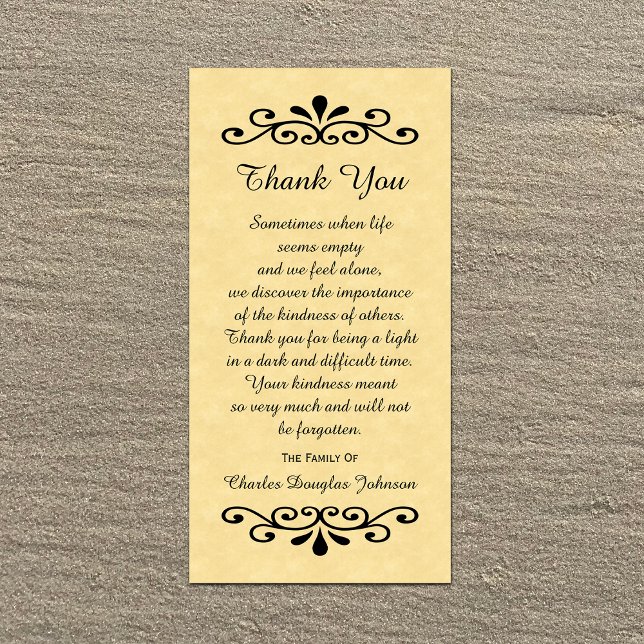 Sympati Tack Photo Card Parchting Guld Kort (Skapare uppladdad)