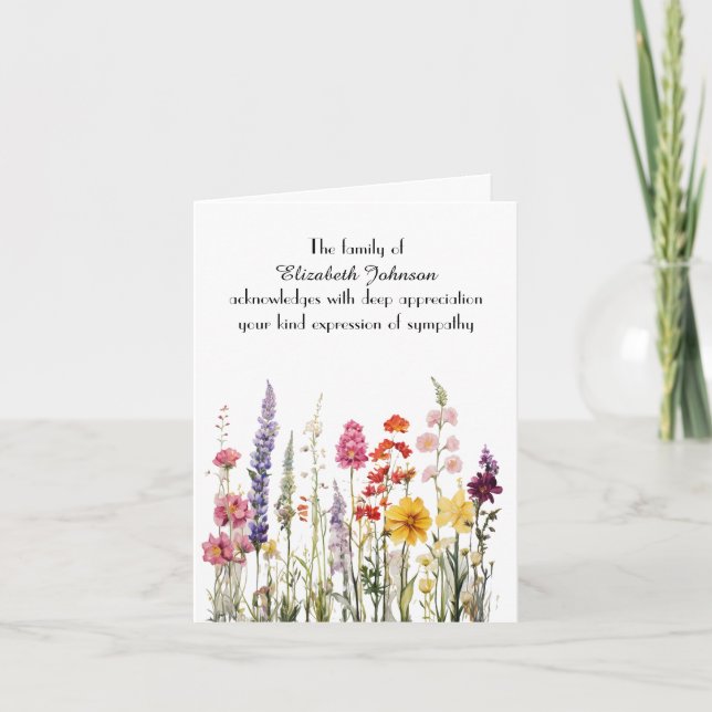 Sympati Tacksamt Vildblomsterträdgård Kort (Framsida)