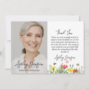 Sympati Vildblomma Foto Begravning Tacksamhetskort Tack Kort
