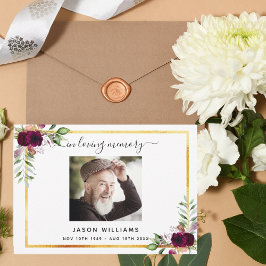 Sympati, vit blommigt, burgundi tack för fotot kort