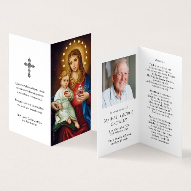 Sympatiheligan Cards | obefläckad hjärta Mary Visitkort (In- och utsida)