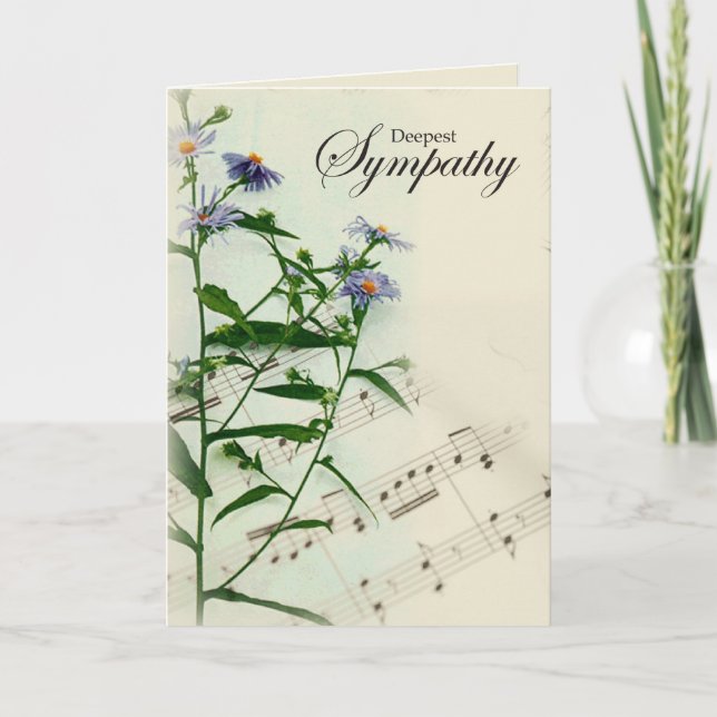 Sympatikort med musik och blommor kort (Framsida)
