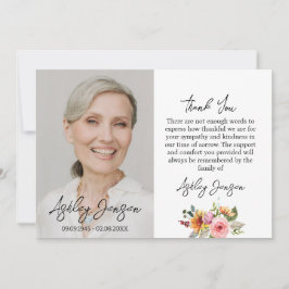 Sympatisk blomsterfoto begravning tackkort tack kort