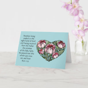 Sympatiskort, Blommigt Heart, Bibelverad tro Kort