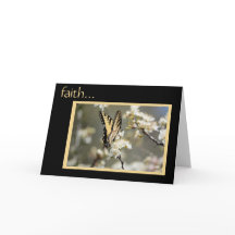 Sympatiskort: Butterfly w verse Faith