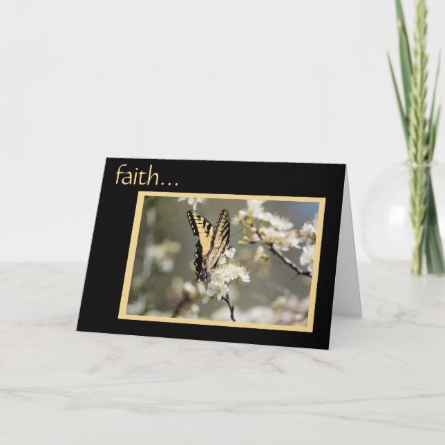 Sympatiskort: Butterfly w verse Faith Kort (Framsida)