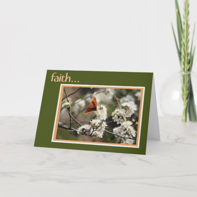 Sympatiskort: Butterfly w verse on Faith Card Kort (Framsida)